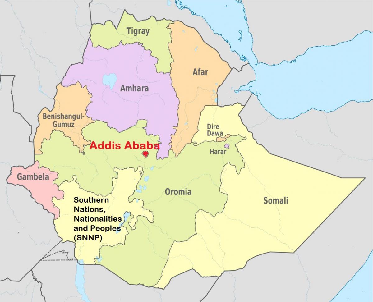 adis abebi v Etiopiji zemljevid sveta