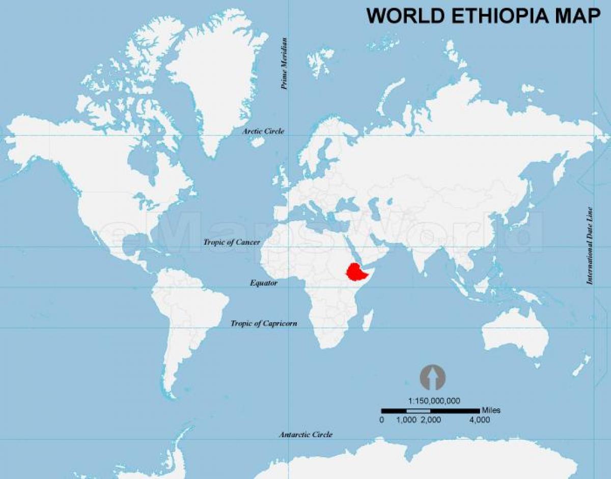 svetovni zemljevid Etiopiji mesto