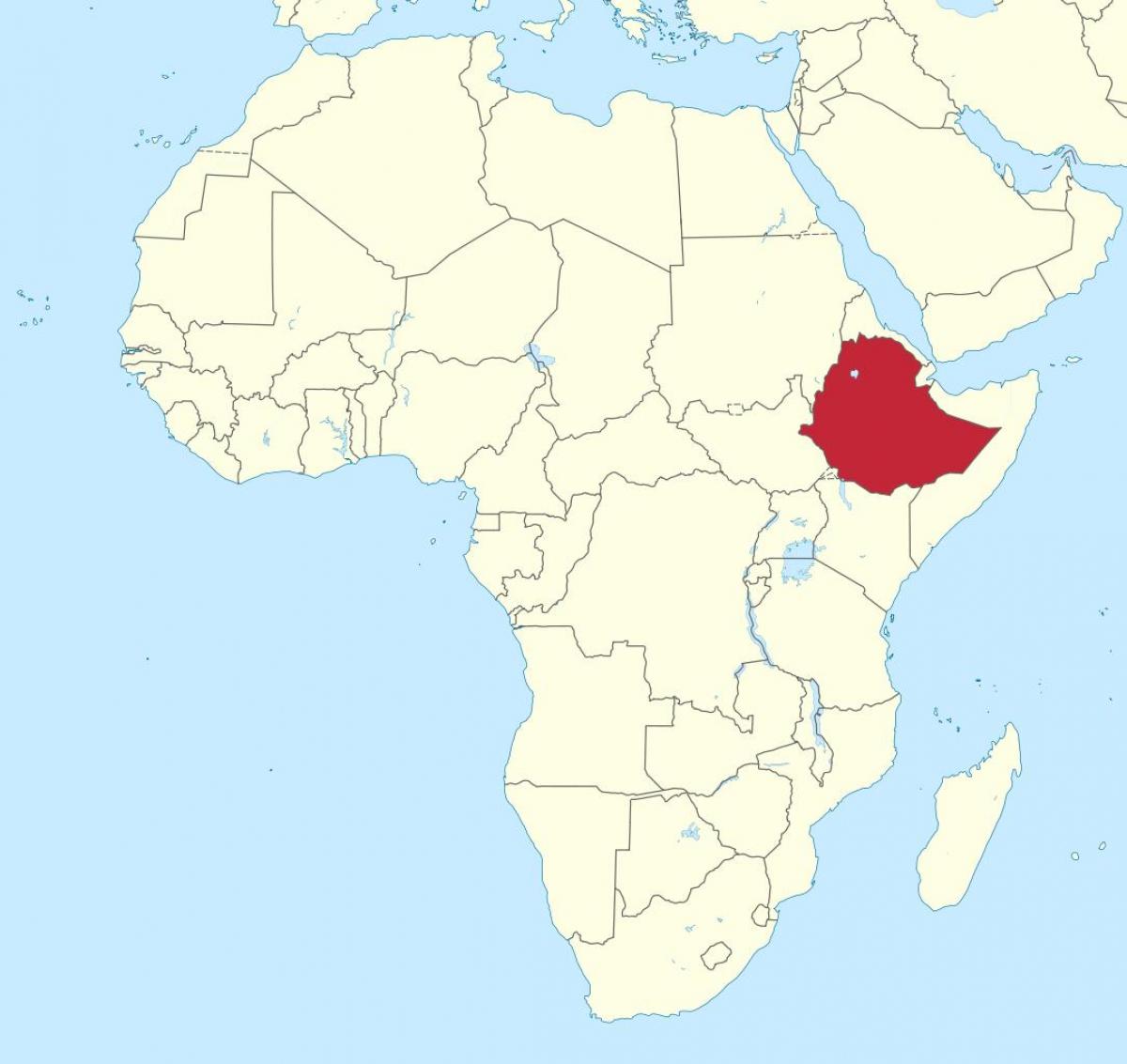 zemljevid afrike prikazuje Etiopiji