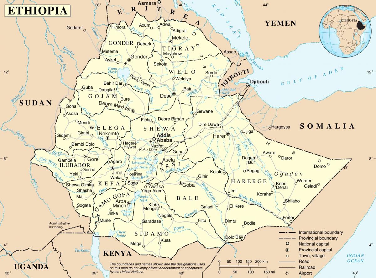 zemljevid v Etiopiji