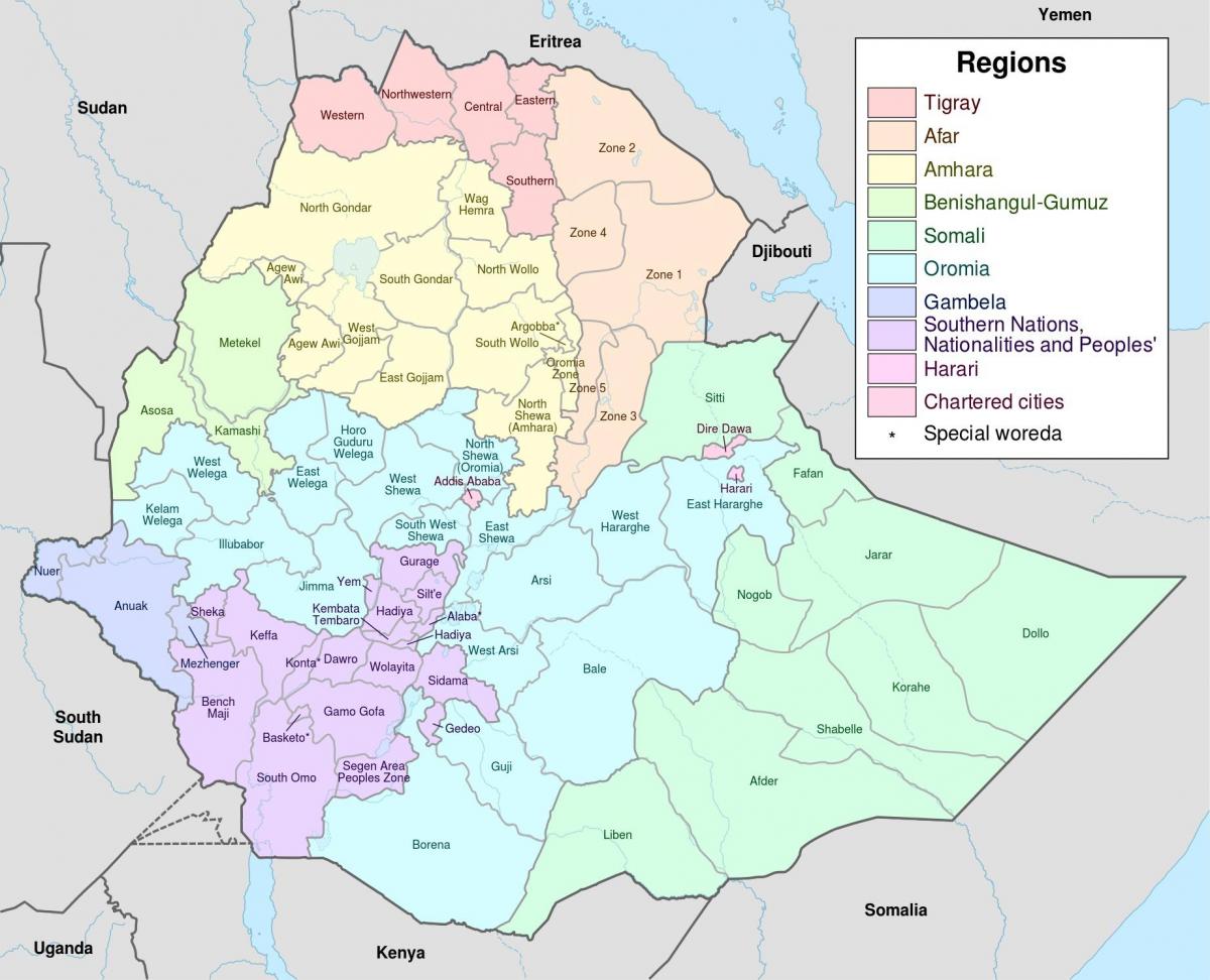 novo Etiopiji zemljevid