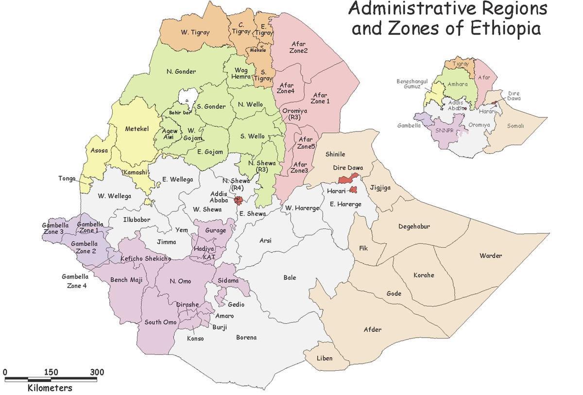 Etiopija woreda zemljevid