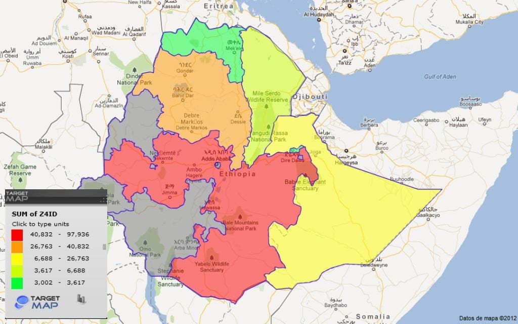 Etiopija provincah zemljevid