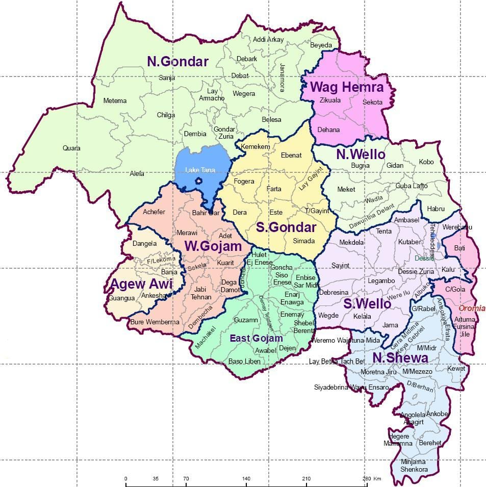 Etiopija gondar zemljevid