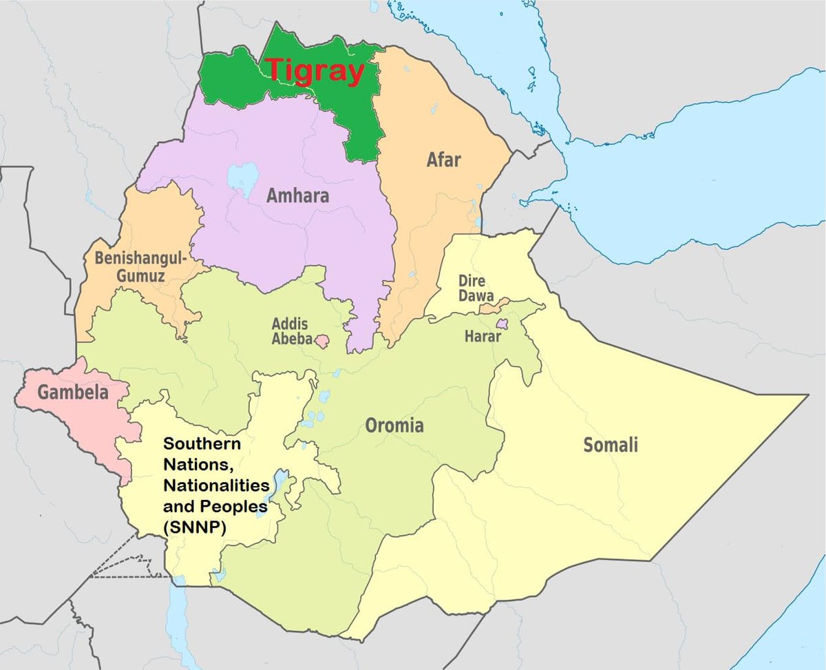 Etiopski tigray zemljevid