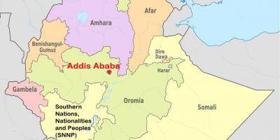 Adis abebi v Etiopiji zemljevid sveta