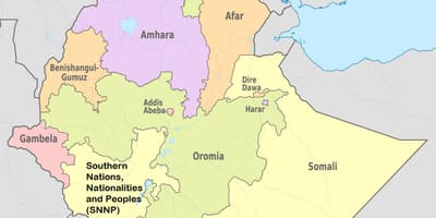 Etiopija amhara regiji zemljevid