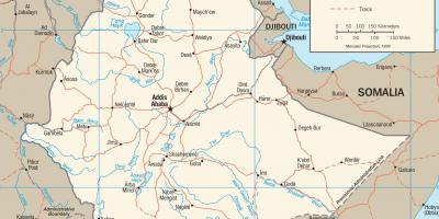 Etiopski cestnega omrežja zemljevid