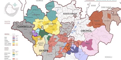 Zemljevid kave v Etiopiji
