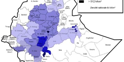 Etiopija je gostota prebivalstva zemljevid