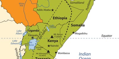 Zemljevid Etiopski planoti afriki