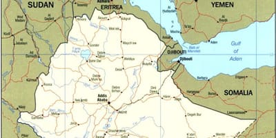 Geografski zemljevid Etiopiji