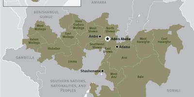 Zemljevid oromia regiji v Etiopiji